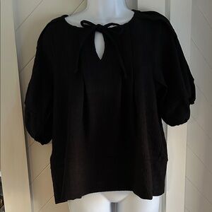 LOFT Elegant Black Keyhole Blouse